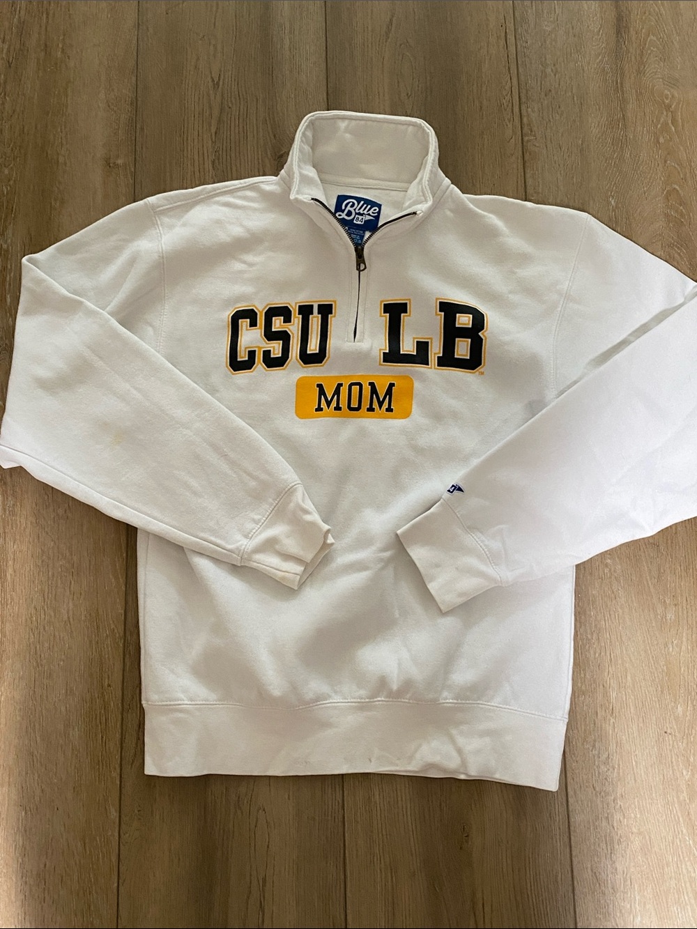 Blue 84 White CSULB Long Beach MOM Half-Zip white Pullover sweatshirt small